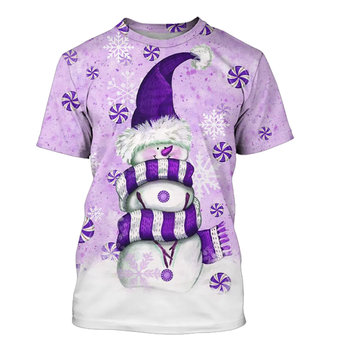 Sweat à Capuche Violet Hivernal – Bonhomme de Neige Fantaisie et Flocons Scintillants - CT04112350