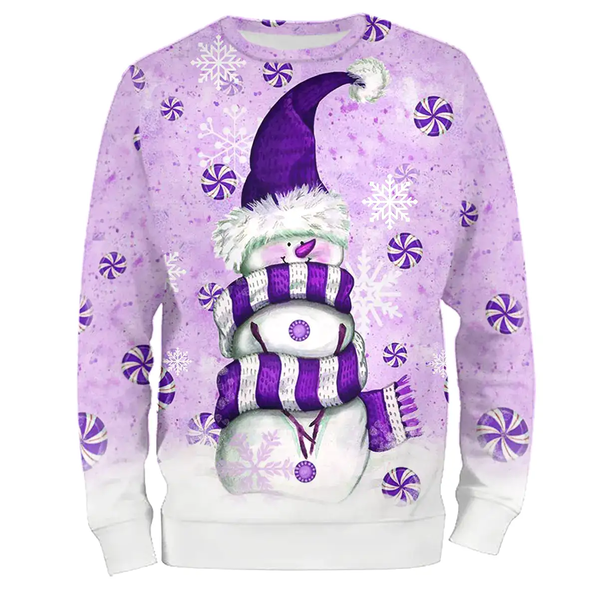 Sweat à Capuche Violet Hivernal – Bonhomme de Neige Fantaisie et Flocons Scintillants - CT04112350