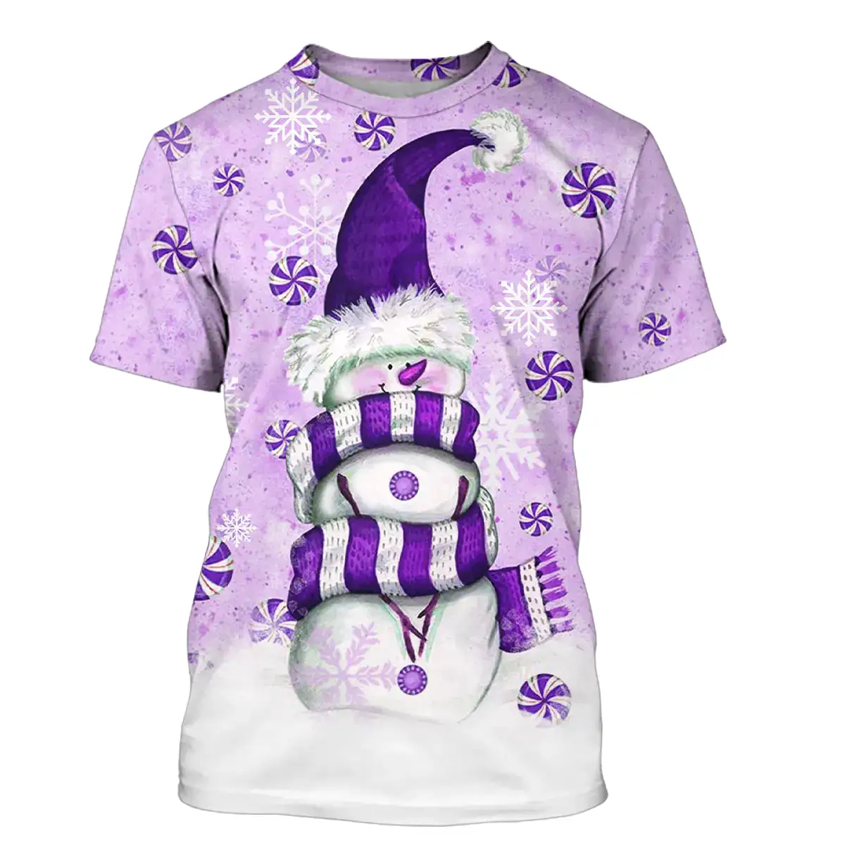 Sweat à Capuche Violet Hivernal – Bonhomme de Neige Fantaisie et Flocons Scintillants - CT04112350