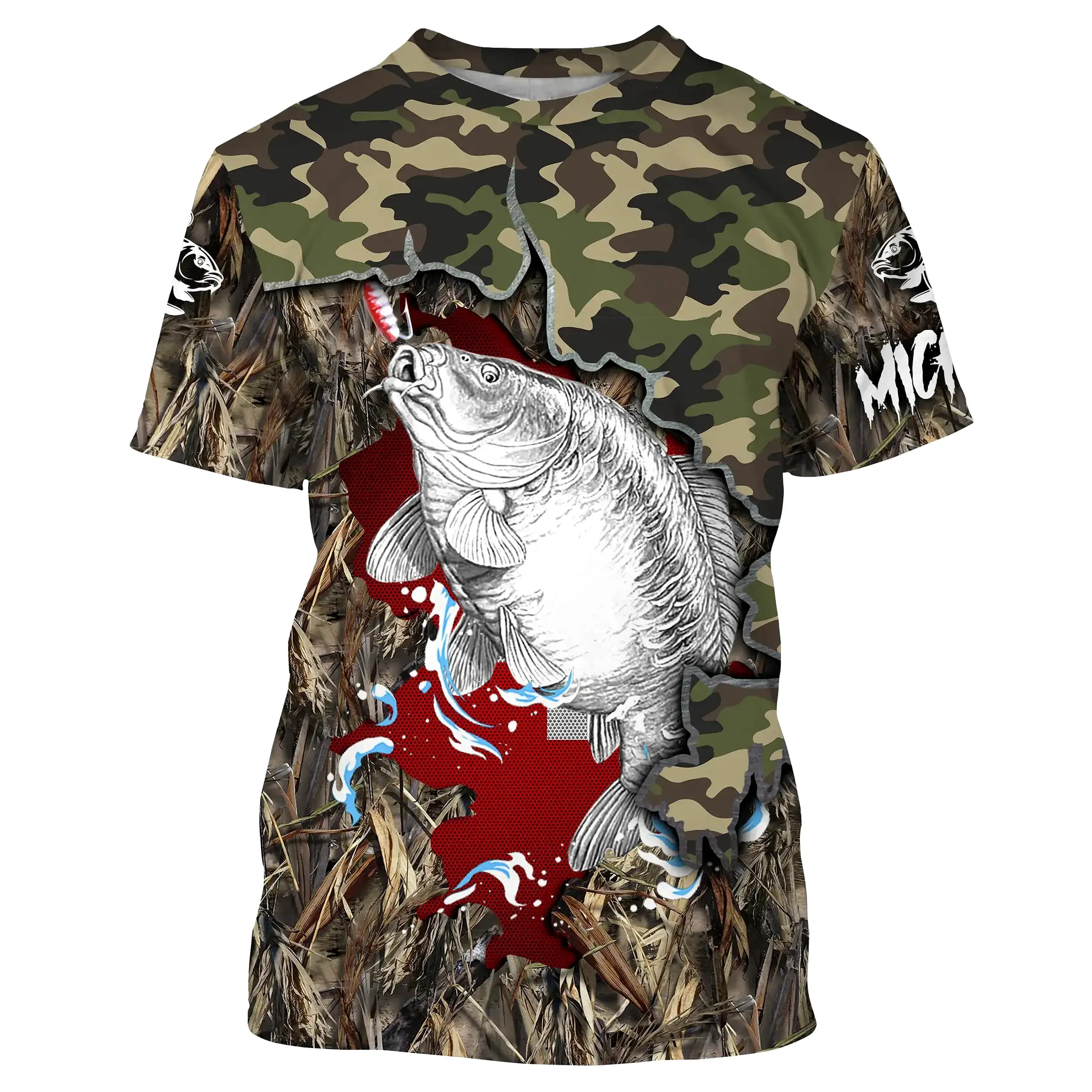 T-Shirt de Pêche à la Carpe en Camouflage - Style Unique pour té et Hiver, Respirant et co-Conu - CT19072215