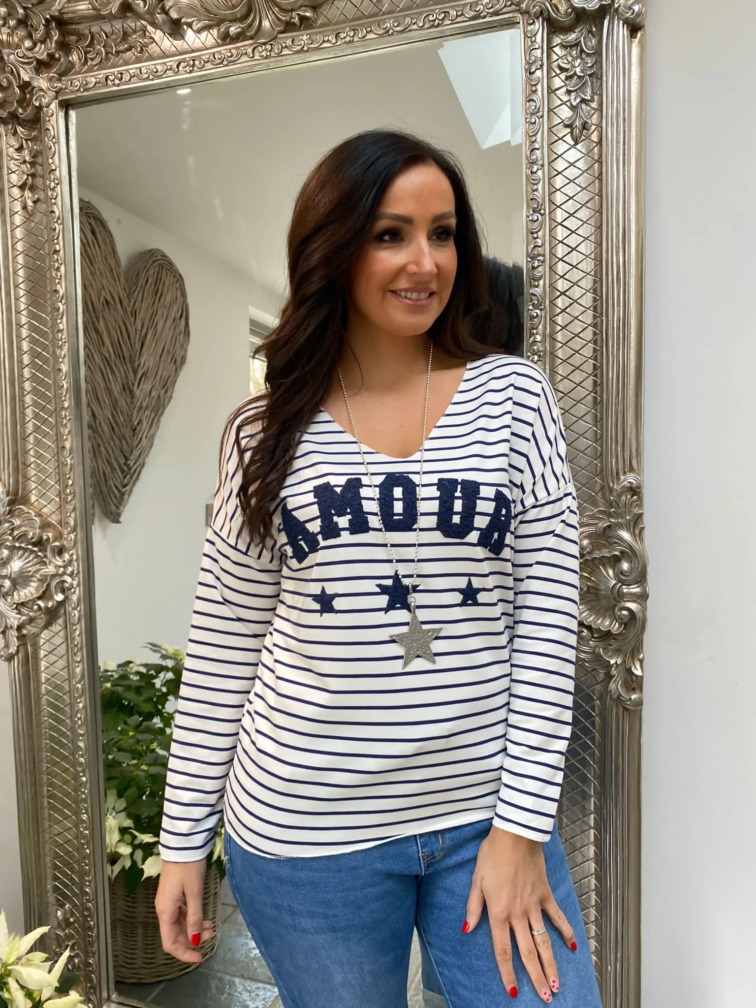 The AMOUR Three Star Stripe Top