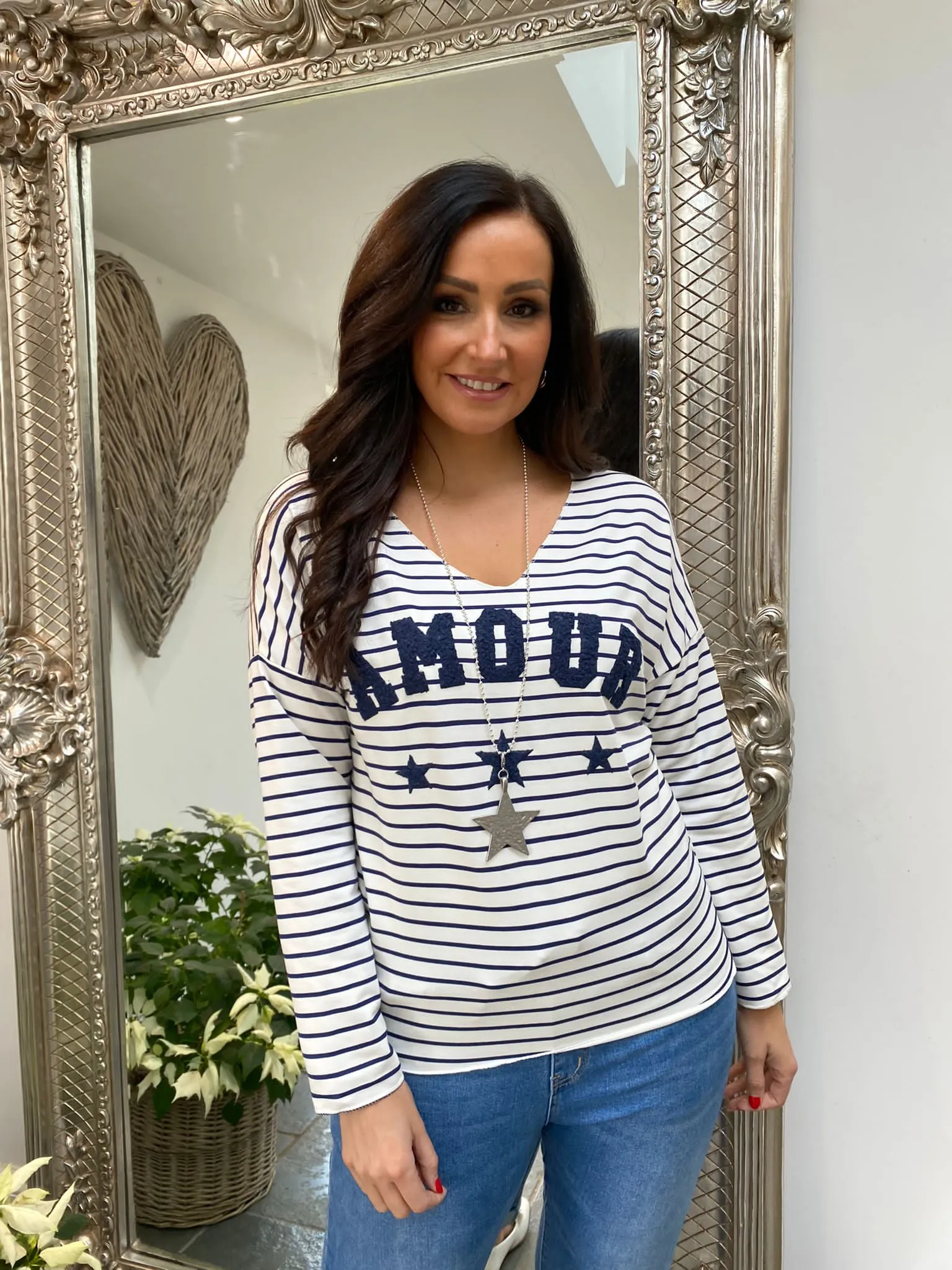 The AMOUR Three Star Stripe Top