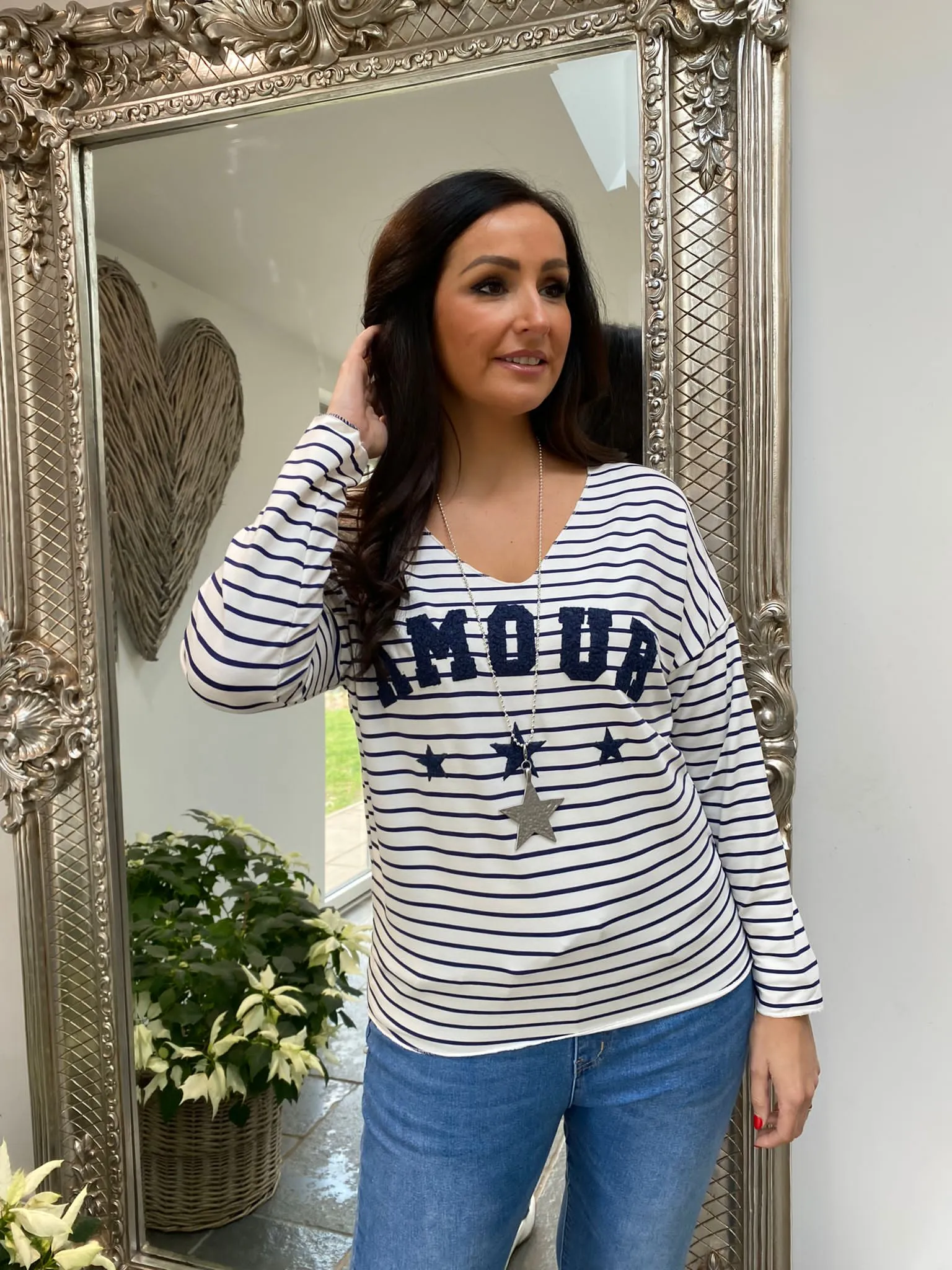 The AMOUR Three Star Stripe Top