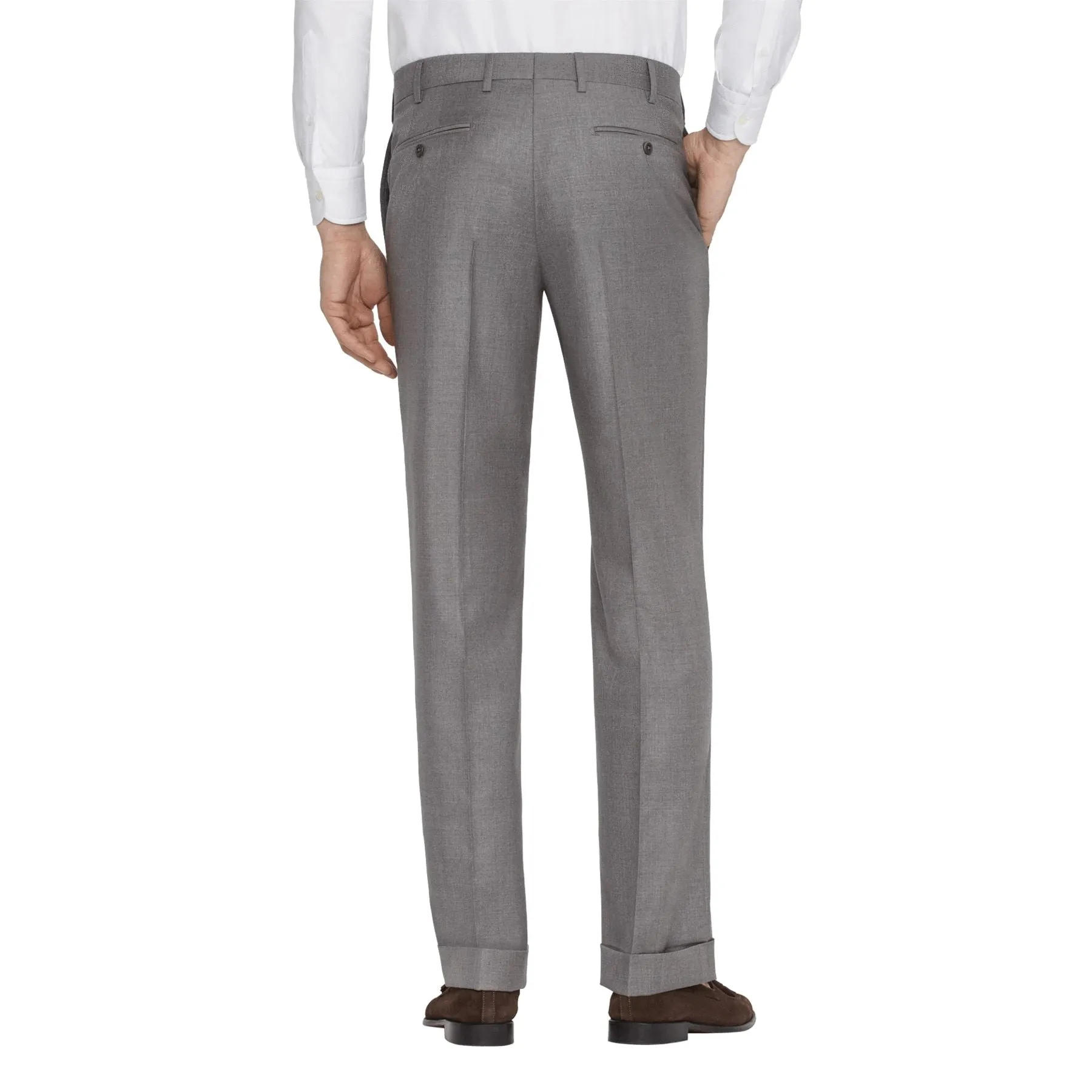 Todd Flat Front Super 120s Wool Serge Trouser in Light Grey (Size 46) (Full Fit) by Zanella