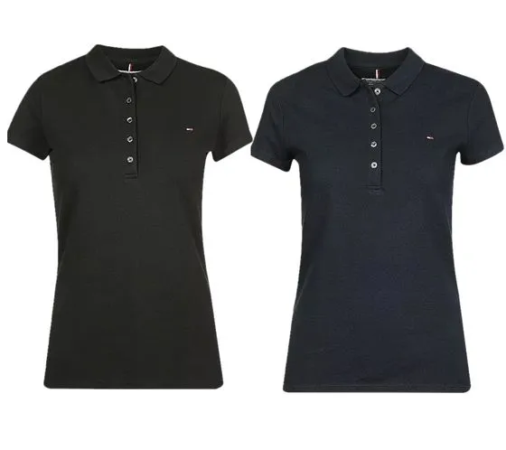 Tommy Hilfiger New Chiara Polo Femme Chemise en Coton Chemise à Manches Courtes IM57636661 Bleu ou Noir