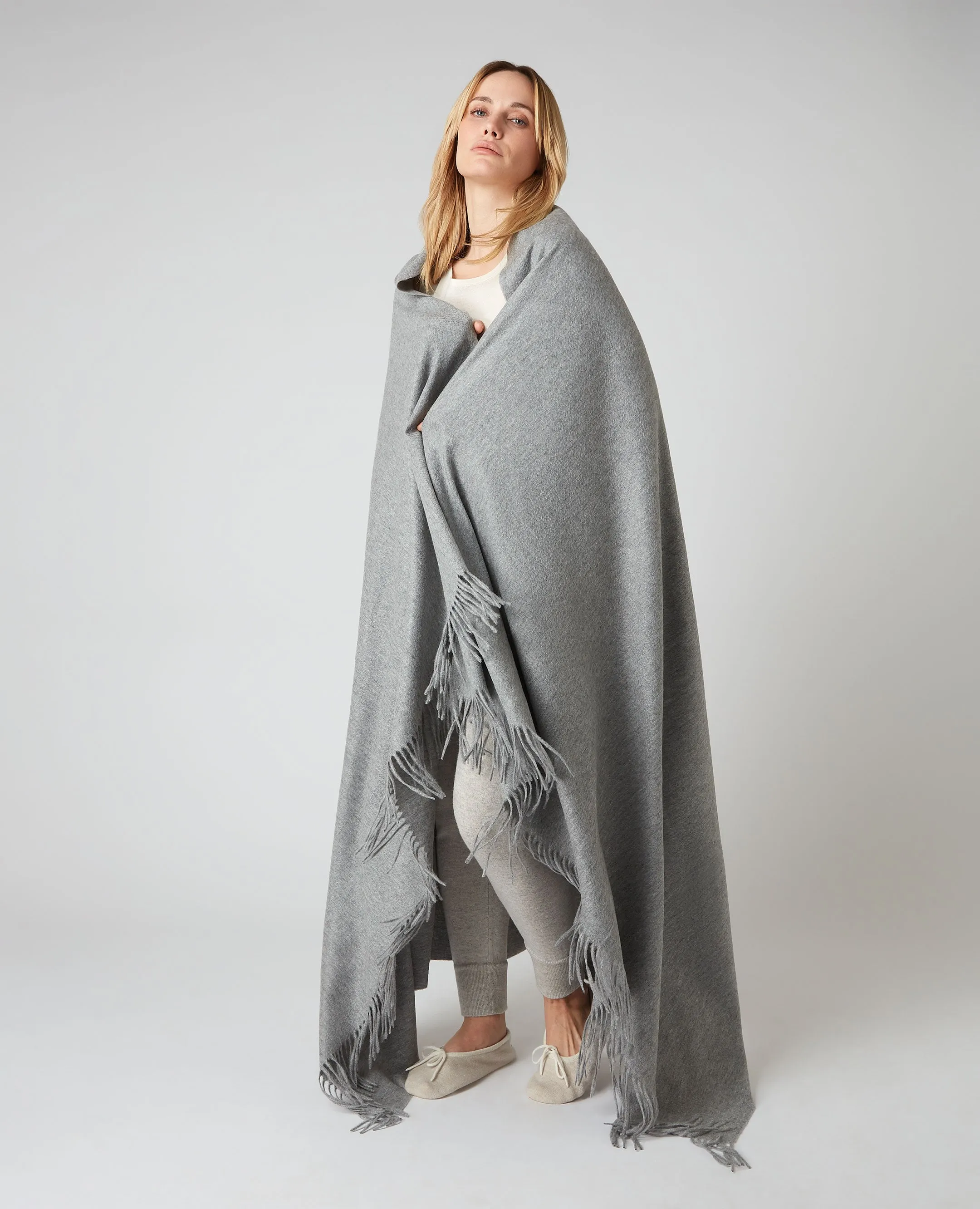 Unisex Woven Cashmere Blanket Flannel Grey