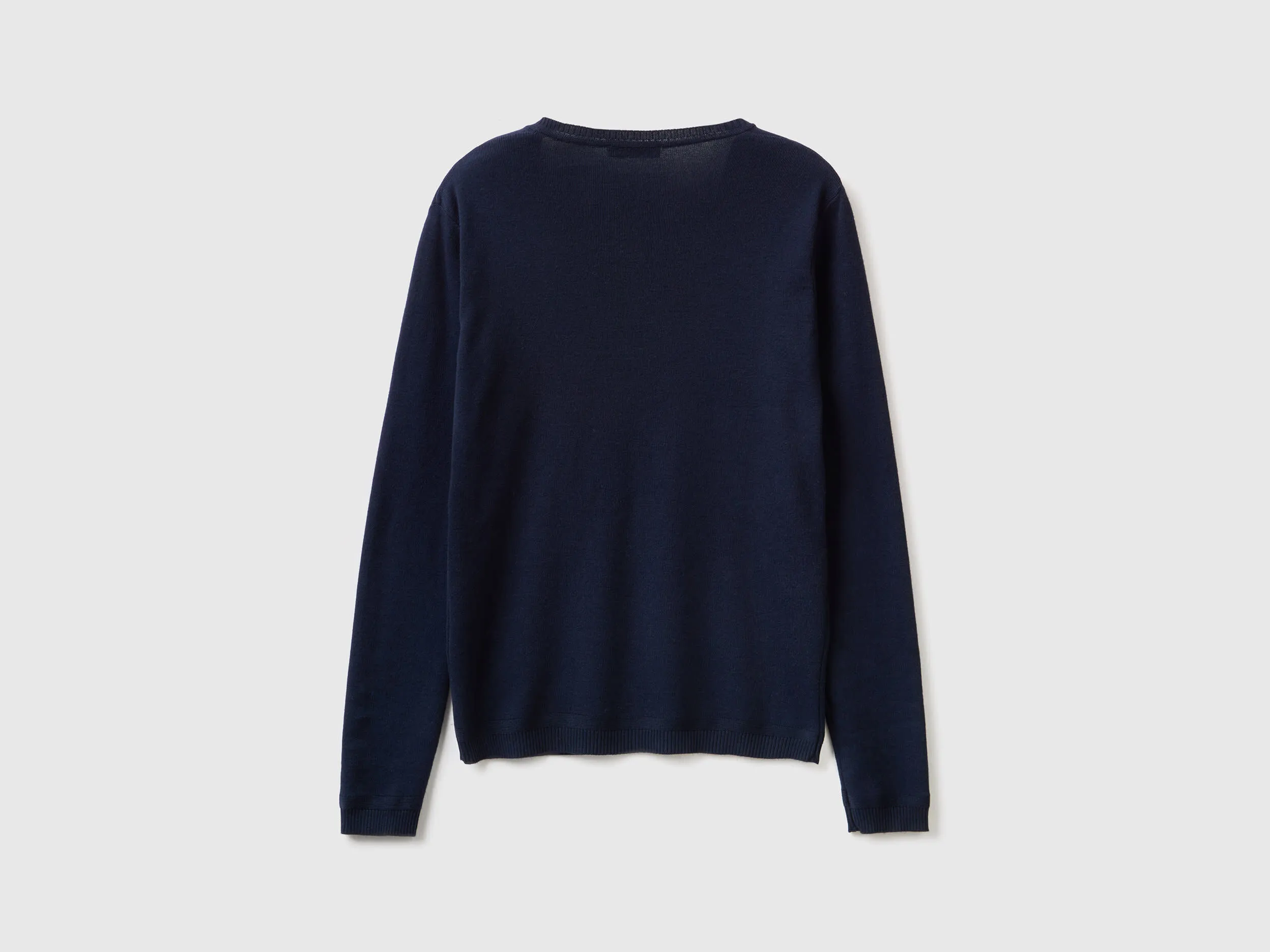 V-neck sweater in pure cotton - Dark Blue | Benetton