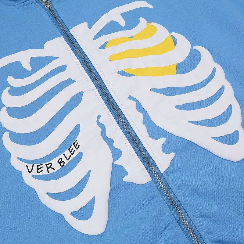 VERBLEE Rib Cage Graphic Zipper Hoodie