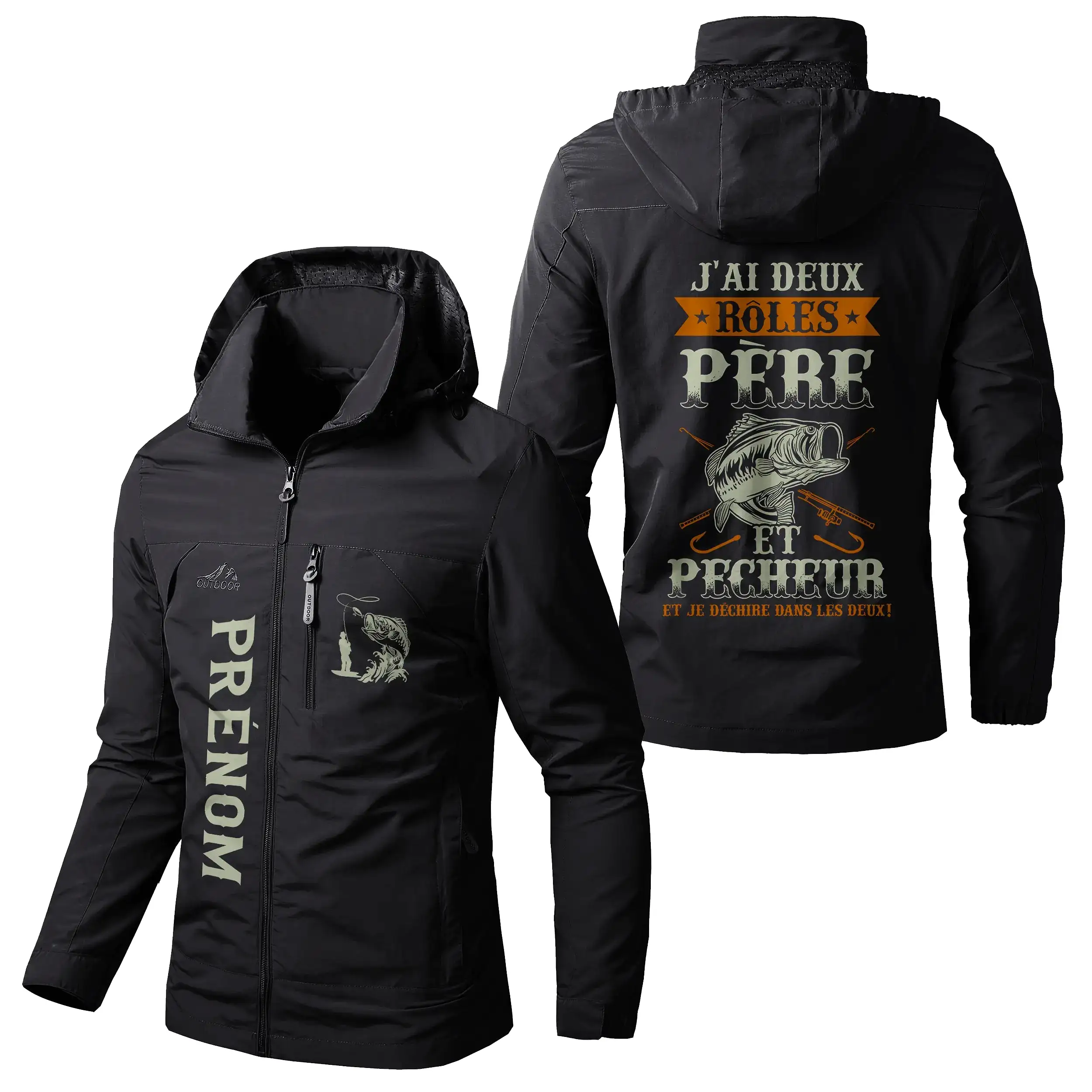 Veste Imperméable et Coupe-Vent Personnalisée Humour - J'ai Deux Rles, Père et Pêcheur, Je Déchire Dans Les Deux - CT07092356