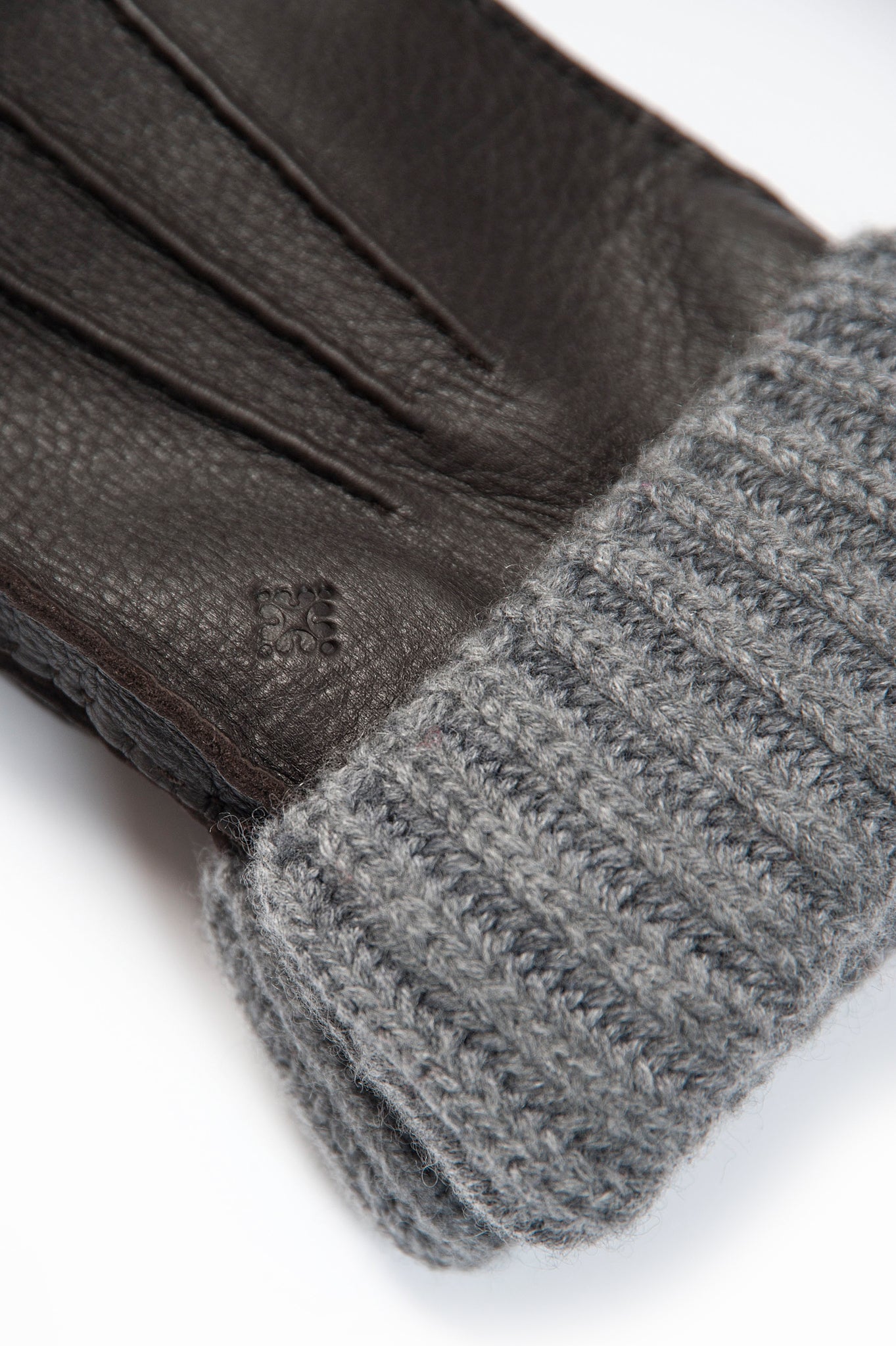 Victor 100% Soft Deer and Interior in Cashmere Gloves (dark brown and grey melange)