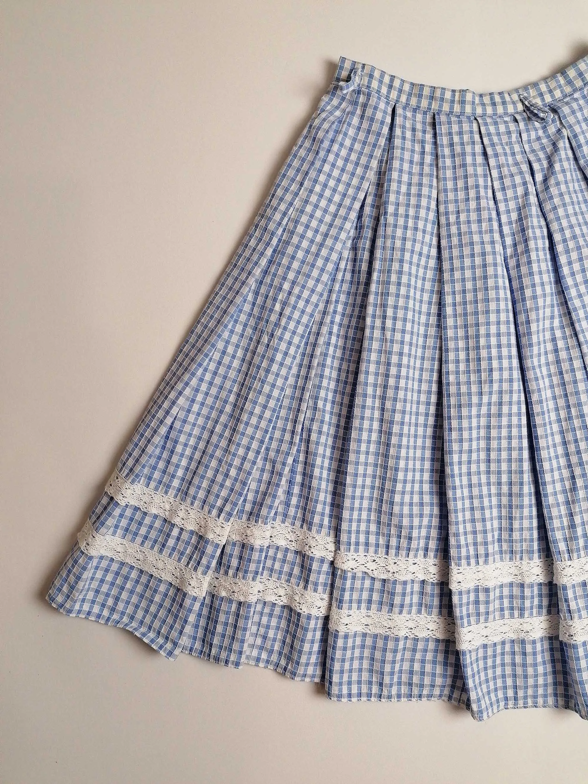 Vintage 80's Blue Gingham Bavarian Set - size S