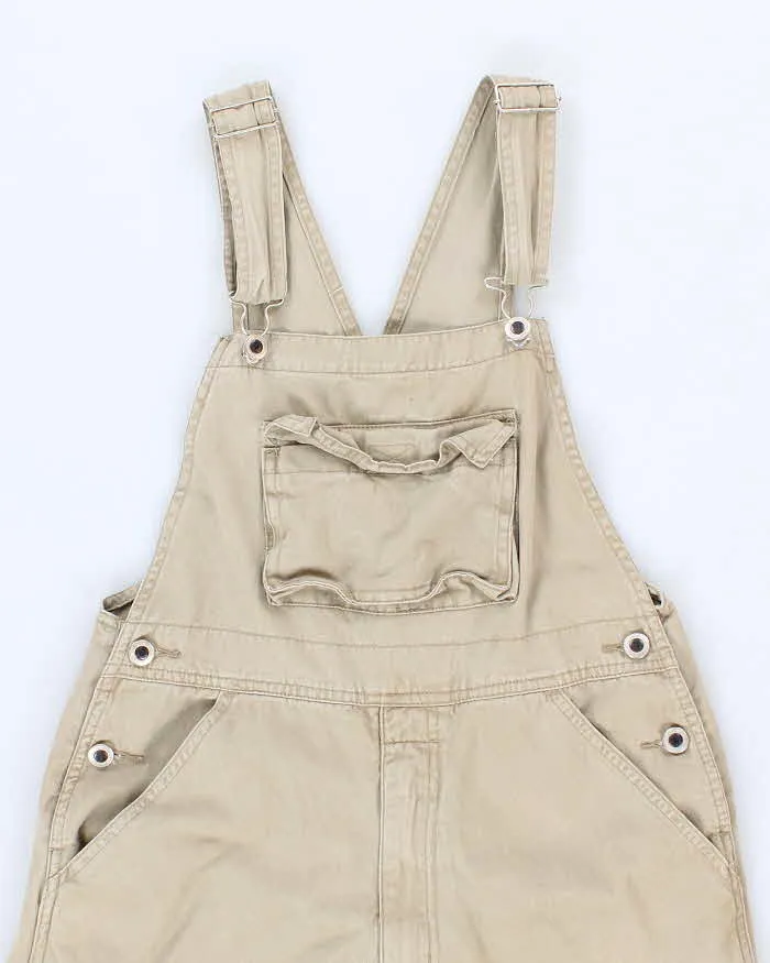 Vintage 90s Beige Cargo Dungarees - S