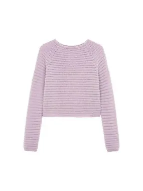 Women s Striped Wool Raglan Knit Light Purple 270559