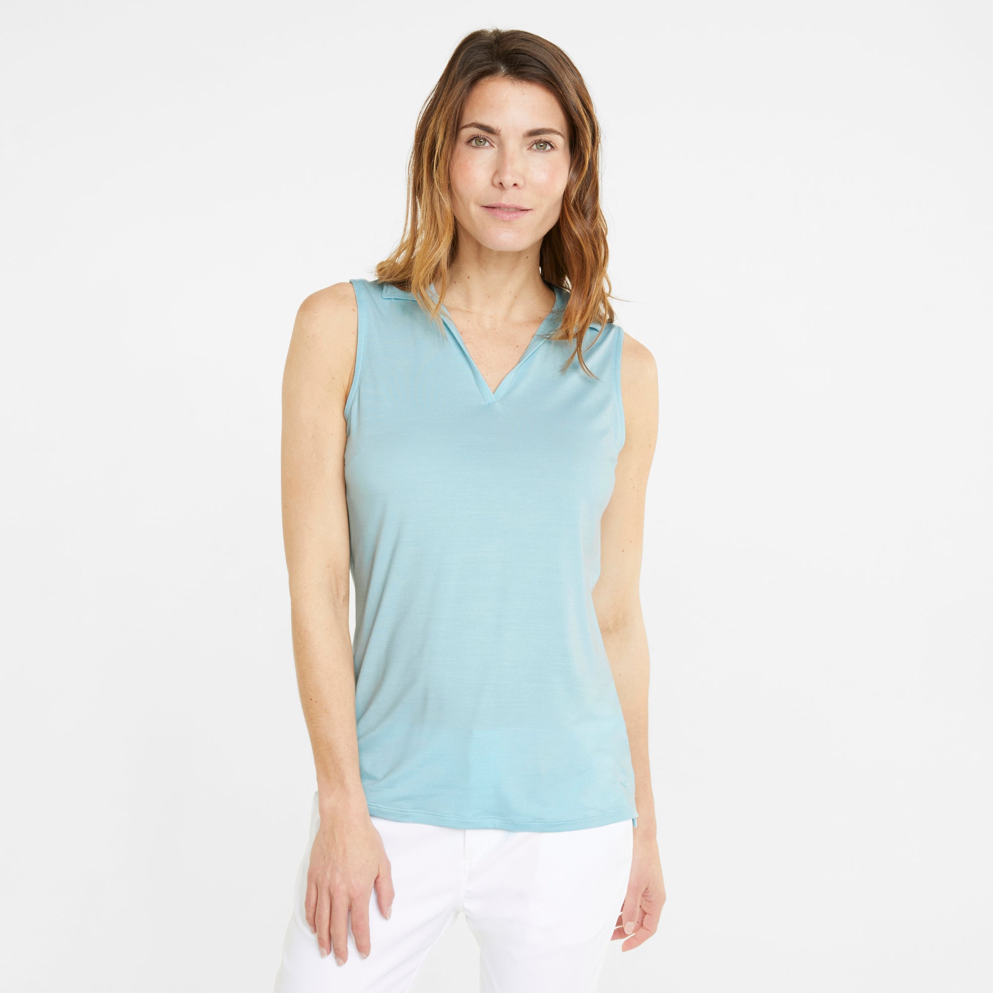 Women's CLOUDSPUN Coast Sleeveless Golf Polo | Light Aqua