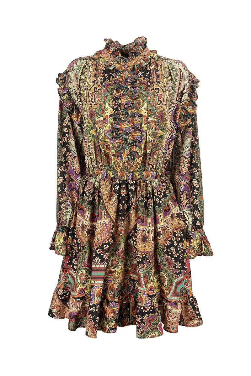 WOOL AND SILK PAISLEY NAIF DRESS