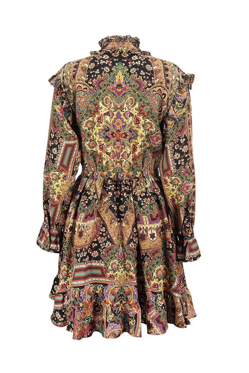 WOOL AND SILK PAISLEY NAIF DRESS