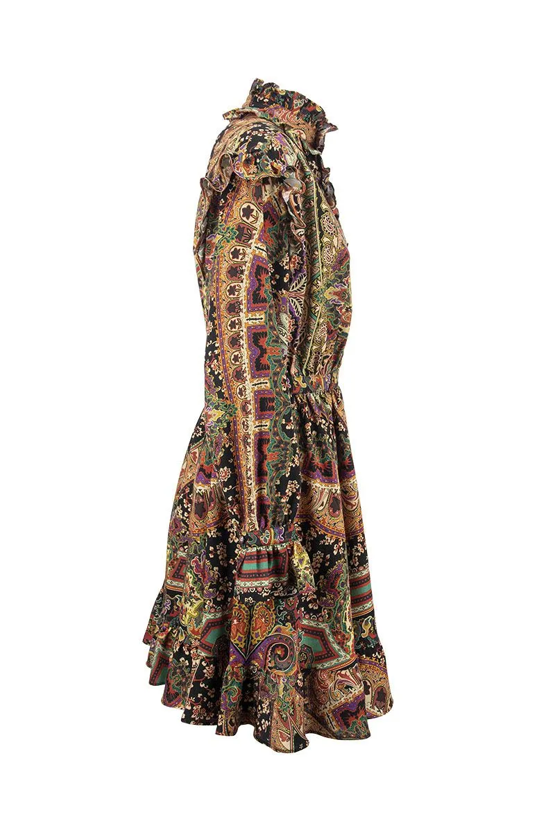 WOOL AND SILK PAISLEY NAIF DRESS