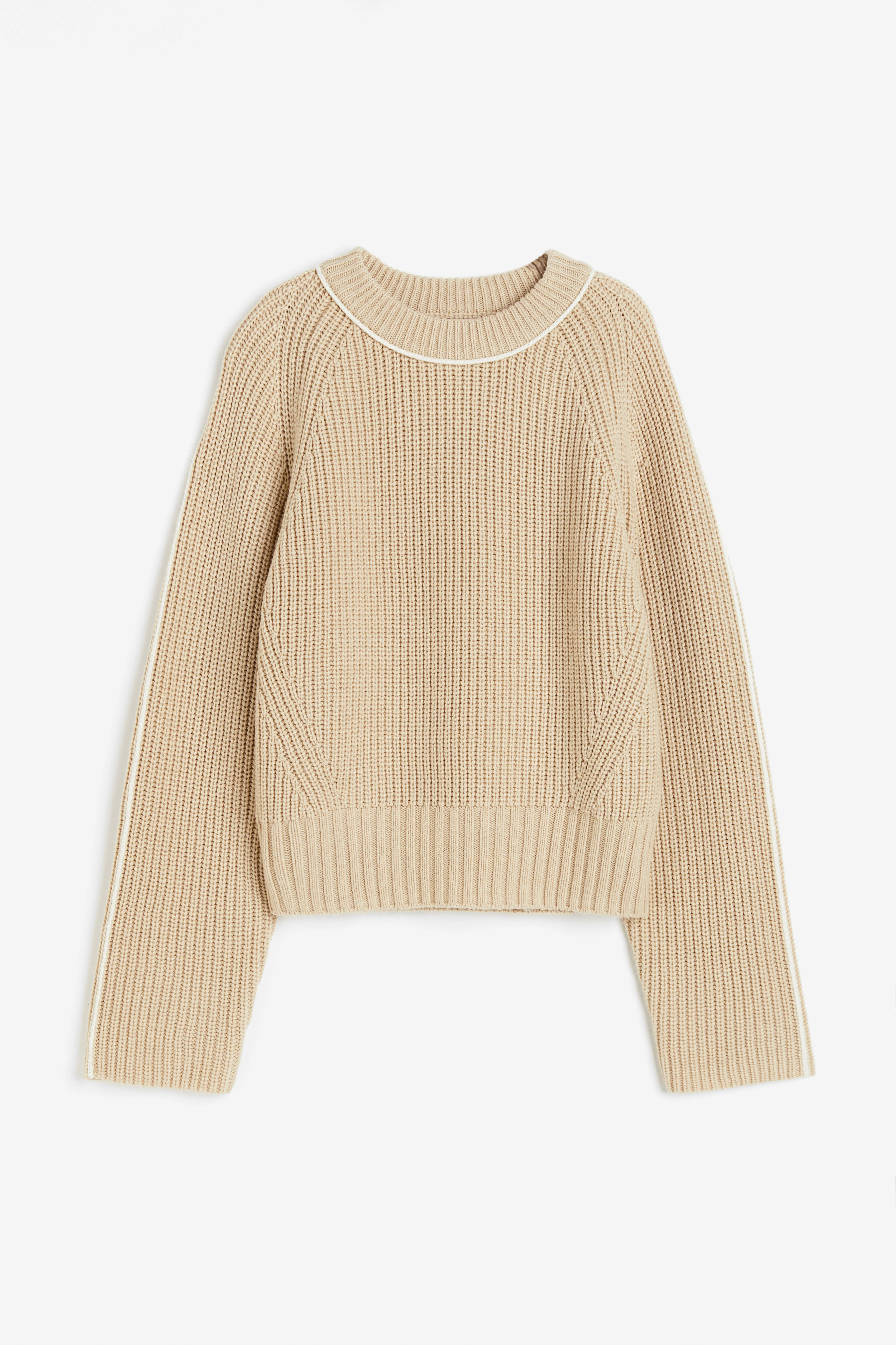 Wool-blend jumper - Round neck - Long sleeve - Light beige - Ladies | H&M GB