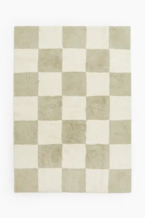 Wool-blend rug - Light green/Chequered - Home All | H&M GB