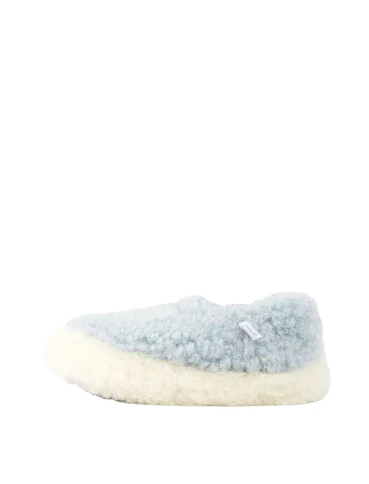 Yoko Wool Womens Siberian Wool Slippers Light Blue