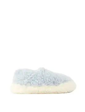 Yoko Wool Womens Siberian Wool Slippers Light Blue