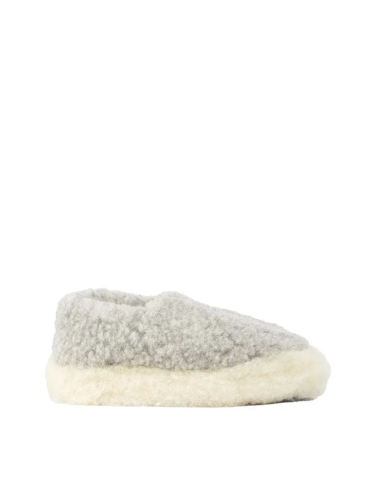 Yoko Wool Womens Siberian Wool Slippers Light Grey