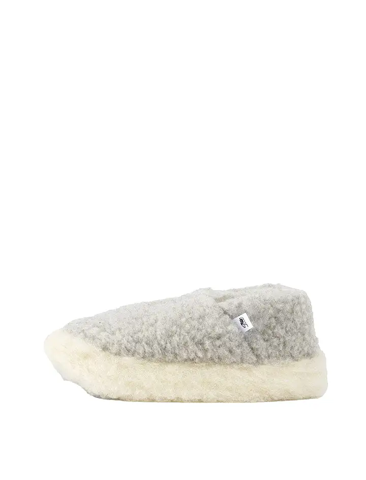 Yoko Wool Womens Siberian Wool Slippers Light Grey