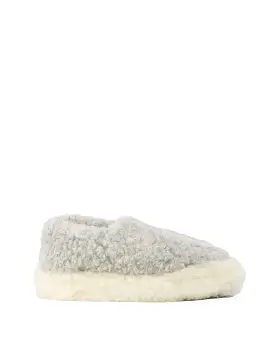 Yoko Wool Womens Siberian Wool Slippers Light Grey