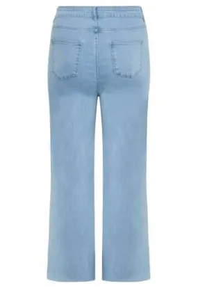 YOURS Curve Blue Stretch Wide Leg Jeans