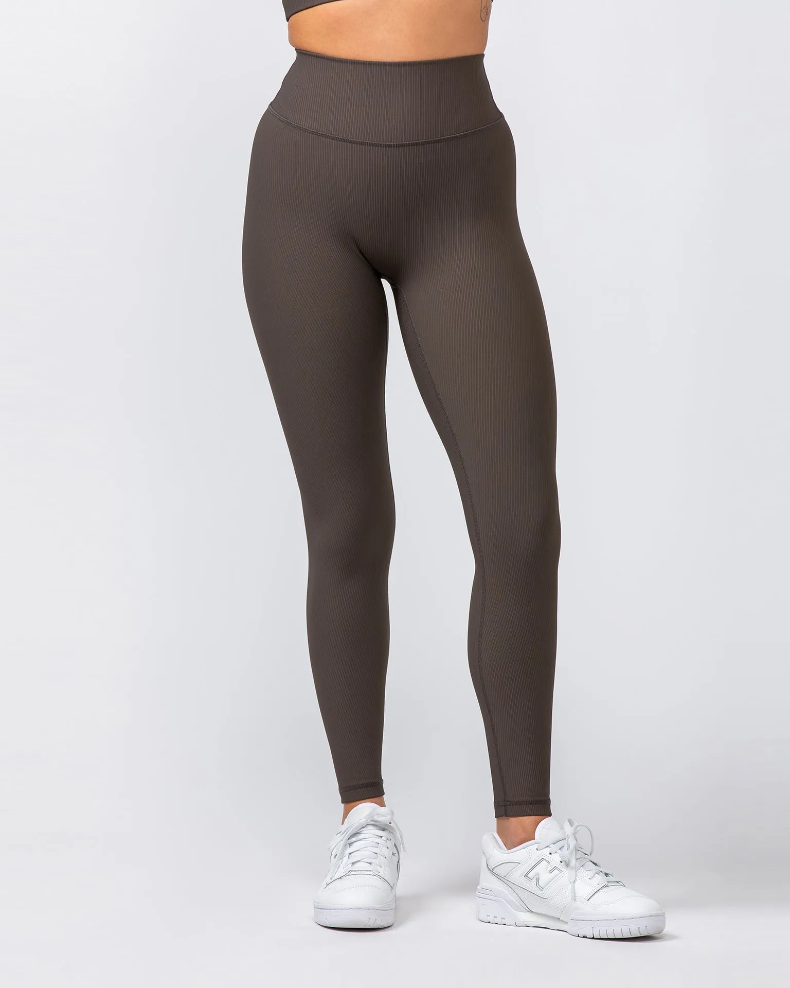 Zero Rise Rib Ankle Length Leggings - Deep Brown