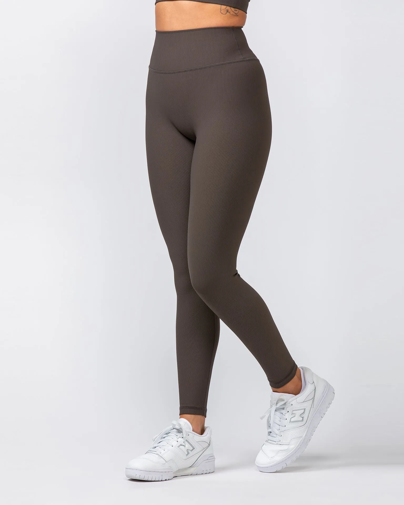 Zero Rise Rib Ankle Length Leggings - Deep Brown